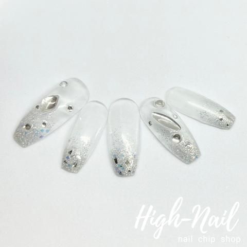 ラメグラデーション・パーツ　冬ネイル　ネイルチップ　【High-Nail　No.26】