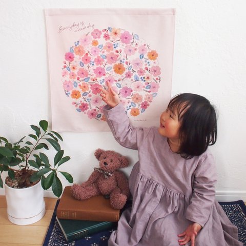 お家でお花見🌸桜円のタペストリー/小サイズ（壁掛け簡単　ミシン仕上げ ）ひな祭り