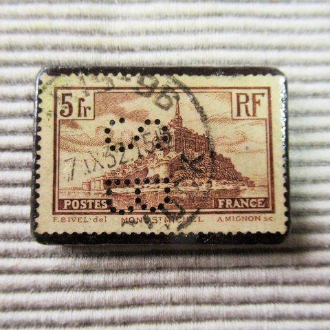 フランス　凱旋門切手ブローチ2588
