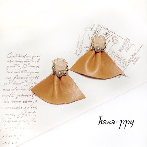 gorgeous bijou leather frill ピアスorイヤリングor樹脂ピアス