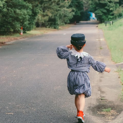 kids袖ぽわわんブラウス⚫︎ギンガムブラウス　ぽわん袖ブラウス　親子でお揃い