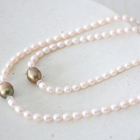  14KGF Pair pearl necklace[kgf3888]