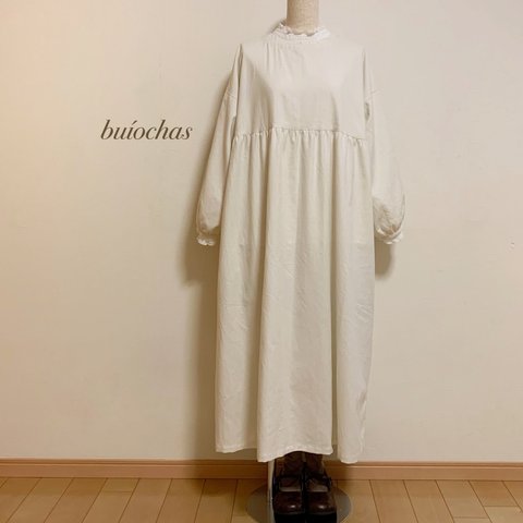 cottonゆったり切り替えワンピース (off white)