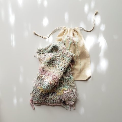 scrap yarn tetra bag (内袋付き)　テトラバッグ　ニットバッグ