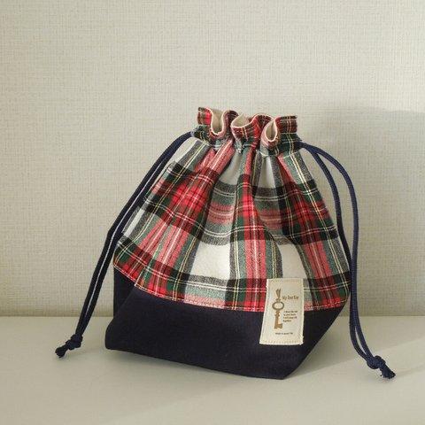 学校に★王道タータンチェックのコップ袋(Mサイズ)