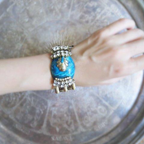 ヴィンテージビジューブレスレット ブループラネット シェル vintage bracelet <BL-PLSH>