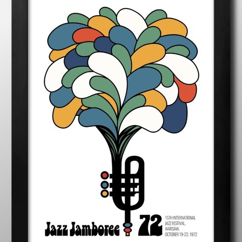 13960　■　A3　アートポスター『トランペット　JAZZ　ジャズ』絵画　イラスト　デザイン　マット　北欧