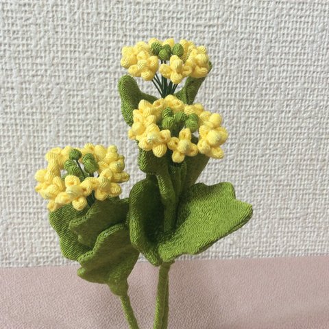 m様オーダーちりめん細工:菜の花