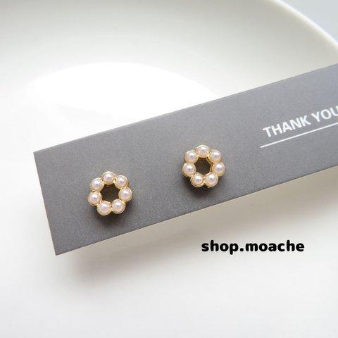 【ピアス】1ペア　つぶつぶ　パール　ミニピアス　フォーマル　ピアスパーツ　ピアス金具　アクセサリーパーツ