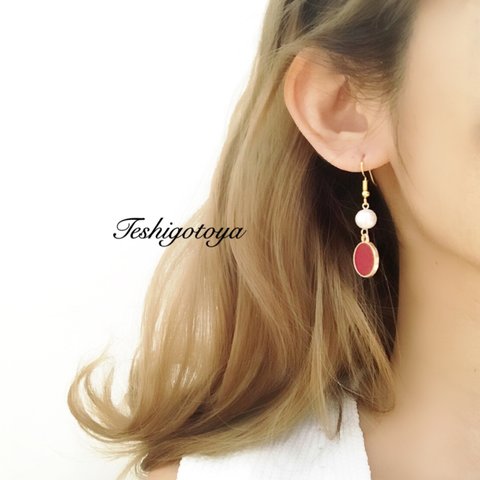 razor circle×cotton pearl pierce/earring