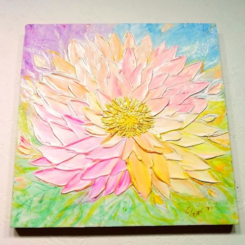 完売　ヒーリング絵画＊光花　Be the shining flower　虹色　希望金運　金運　成長　花開く　成功