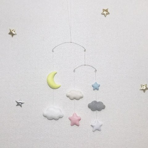 月 雲 星のモビール⭐︎小