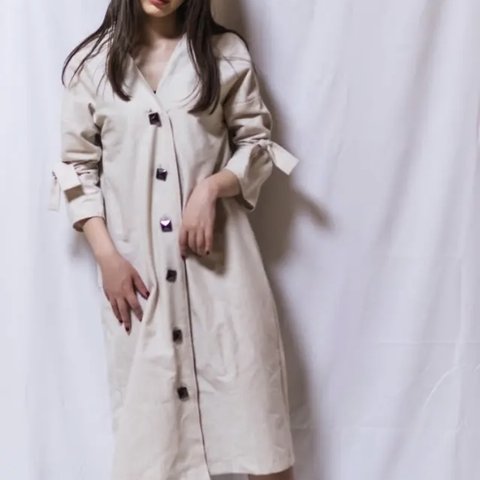 COTTON LINEN BUTTON ONEPIECE 【コットンリネンボタンワンピース】