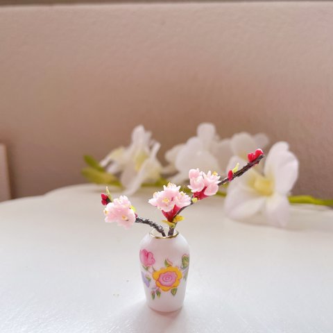 ミニチュアフラワー　桜　桜A-2 ピンクの陶器