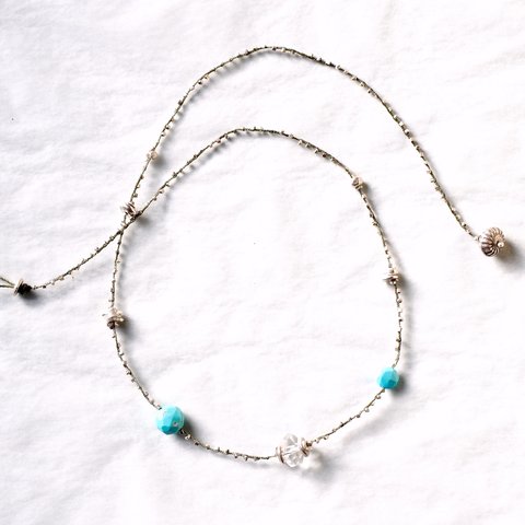 -Sleeping beauty turquoise・Quartz- braid necklace