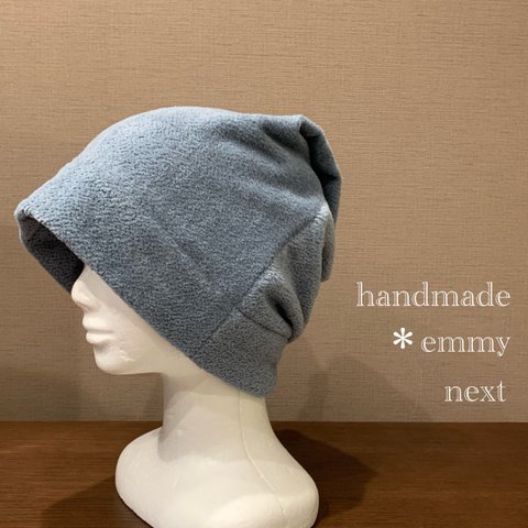 送料無料＊handmade今治産タオルで作った帽子〈くすみブルー・タグなし〉かわいい医療用帽子　おしゃれなケア帽子　ケアキャップ　室内用帽子