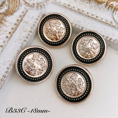 B33C ブラック×エンブレムラウンドボタン 18mm 6個