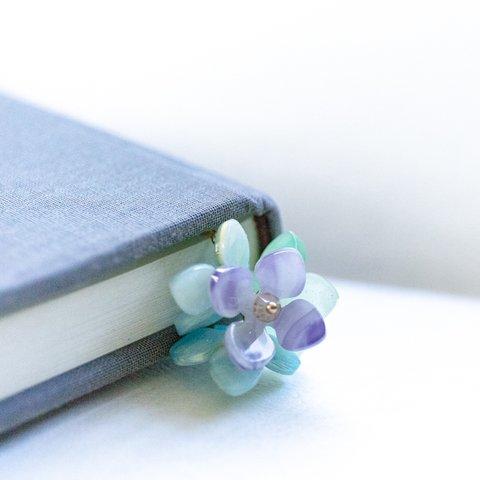 紫陽花 しおり 本に花が咲く 季節の花  栞 ブックマーク ロングチェーン