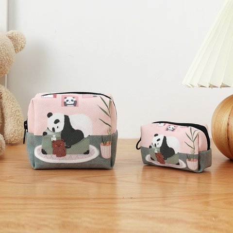 Panda パンダ ミニ小銭入れ パンダ柄 ピンク エコバッグ コインケース かわいい 中国のパンダ キャンバス財布