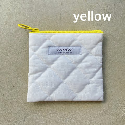 pouch-G  《【yellow】》カラフルファスナーのキルトポーチ　小