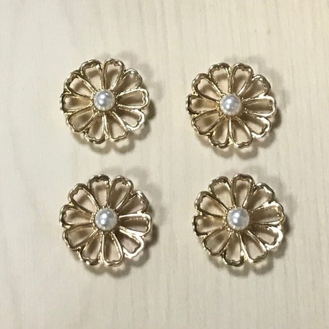 GOLD PEARL FLOWER CABOCHONS PARTS