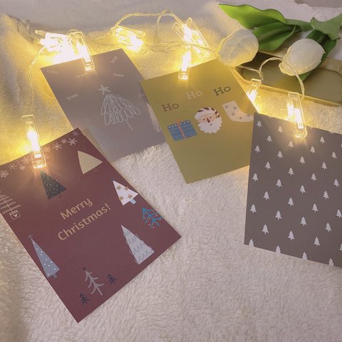 ★送料無料★4種のかわいいクリスマスカード