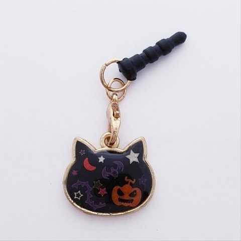 レジン イヤホンジャック 猫 ハロウィン