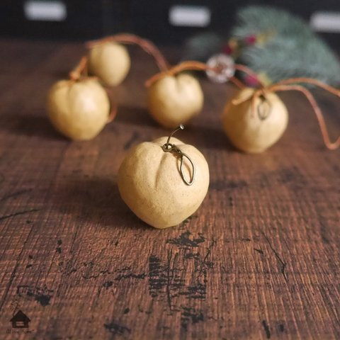【特集掲載】木製リンゴのオーナメント【5Pセット】