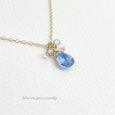 ＊訳あり＊14kgf kyanite ×  fluorite necklace