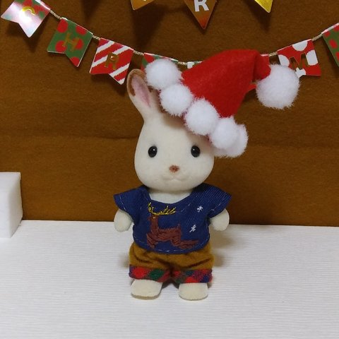 ［送料無料］シルバニアファミリー　クリスマスコスチューム☆男の子用サンタ帽&トナカイ刺繍