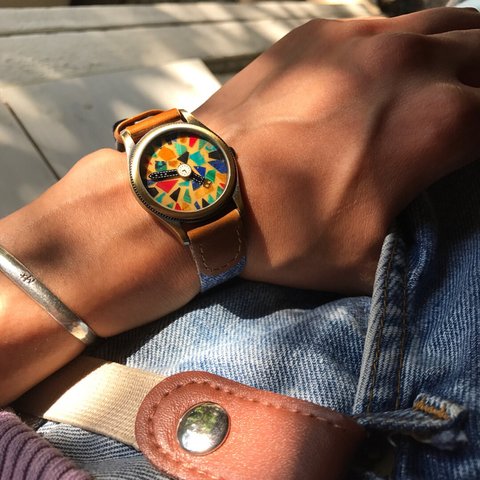 [再販] 可愛い 天然石 さざれ 腕時計中に腕時計 腕時計