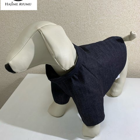 HAJIME AYUMU 高級児島デニム犬用カジュアルTシャツ ハンドメイド オーダーメイド SS～Lサイズ サイズ選択可 ペット服