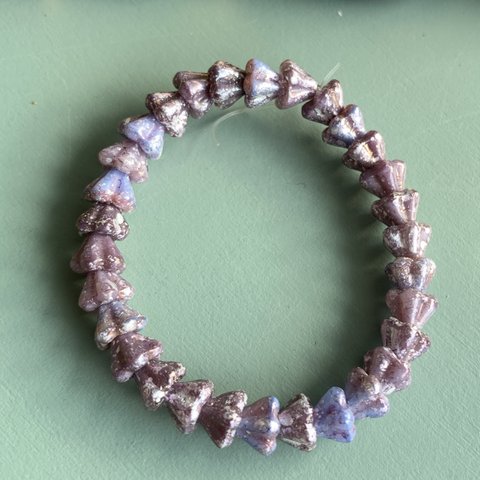 バラ売り【30コセット】JIRI＊IVANA#czech beads#チェコビーズ　bell flower6✖️6㍉ lavender mixassort/silver rain