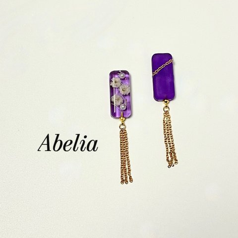 ꫛᥱꪝ 183. かすみ草揺れる(purple)ピアス/イヤリング/樹脂ノンホールピアス