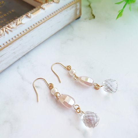 キラキラ✨サンキャッチャー　ピアス♥【ピンク】