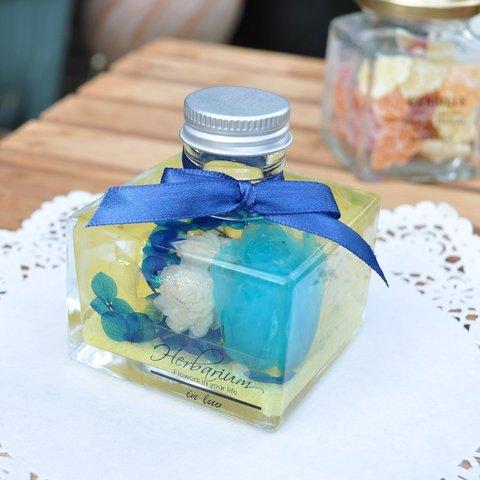 YELLOW×BLUE ローズ 150ml  スクエアショート  ハーバリウム