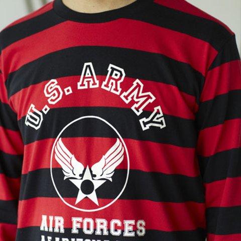 【USミアーミー　アメリカ空軍】  U.S ARMY ミリタリー  5.0オンス ボーダーロングTシャツ