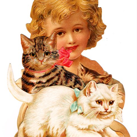 イギリス 封筒付きグリーティングカード 猫と子供【England】DA-ADG019