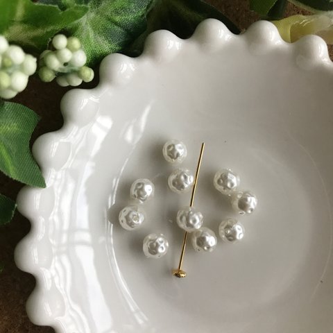 ジャパンヴィンテージ vintage アクリルパールビーズ 6mm  10個セット