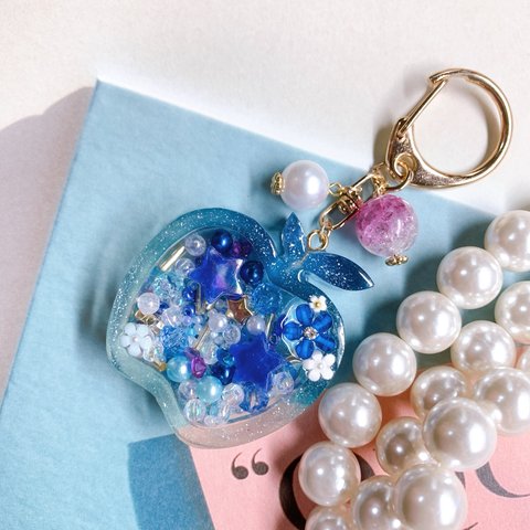 星空の蒼りんご💙シェイカーキーホルダー