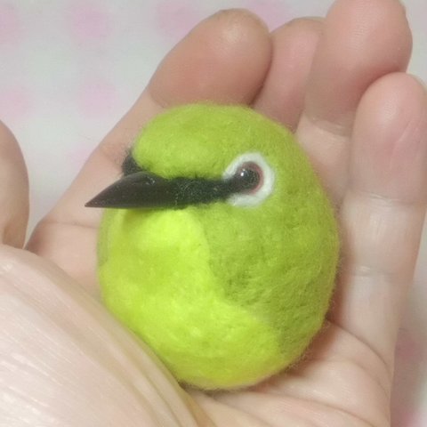 メジロ  目白☆選マグネット/ブローチ どちらか選択    受注作成     羊毛の小鳥 野鳥 　工房小鳥屋さん