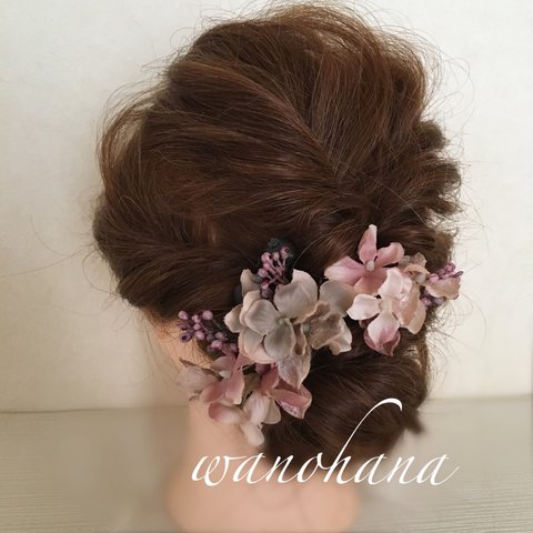 アンティークカラー 小花のヘアピン