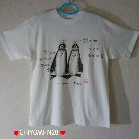 仲良しペンギンくん❤手描きTシャツ