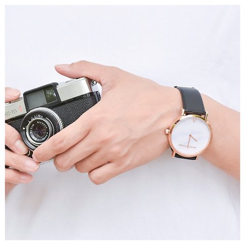 【大理石柄がおしゃれ】腕時計 シンプル ブラック レディース メンズ レザー ベルト交換可能