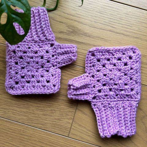 かぎ針編み手袋🧤外国のコットンキャンディー色