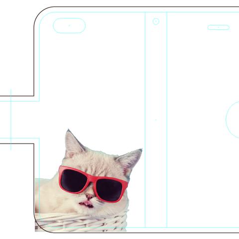 【新作特価】新品送料無料 iPhoneケース 手帳型 サングラスネコ 白 猫 ねこ ネコ CAT キャット neko