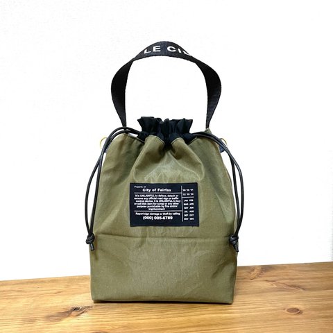 khaki 2wayショルダー巾着バッグ