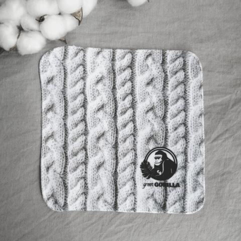 “cable knit”cotton100%　綿ミニタオルハンカチ