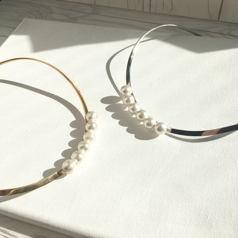 Cotton Pearl 　Surgical Stainless steel Choker 02
