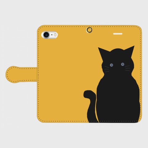 黒猫 手帳型スマホケース iPhone/Android対応